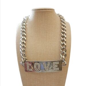 Silver LOVE chain necklace